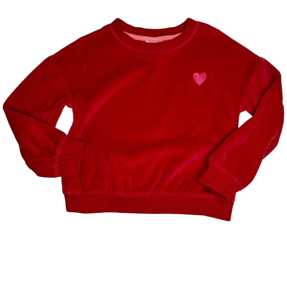 Cat & Jack Toddler Valentine Red Velour Hearts Pullover Sweatshirt & Leggings XS - Picture 2 of 7